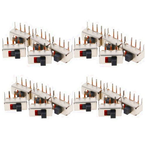 Fielect 100Pcs 2 Position 3Pin 1P2T Panel Mount Micro Slide Switch Latching Toggle Switch High Knob 3mm Handle Height Silver 50V 0.3A SS12F23-G3