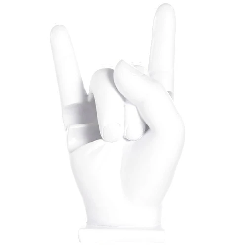 OMISTAR Rock Hand Drumstick Display Holder, Fun Gesture Shaped Drumstick Display Stand, White Resin Drumstick Holder, Drumstick Stand with Stable Base for Drummers Stick & Mallet Bags & Cases
