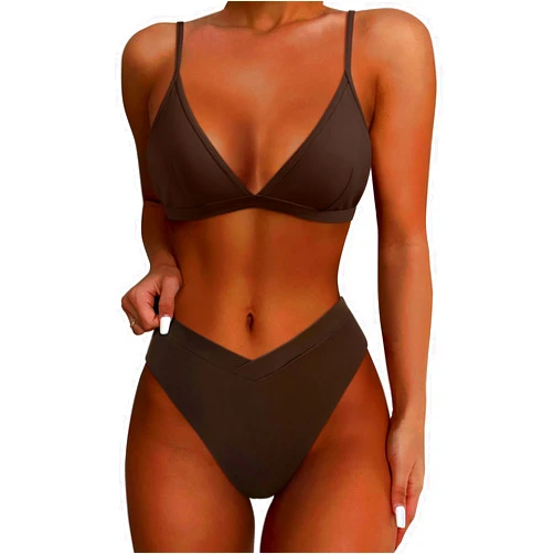 SUUKSESS Women Triangle High Cut Bikini Sets Sexy High Waisted 2 Piece Swimsuit