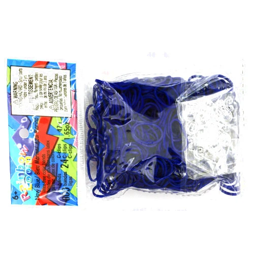 Rainbow Loom Refill Twistz Bandz Rubber Band + C-Clips, Navy Blue