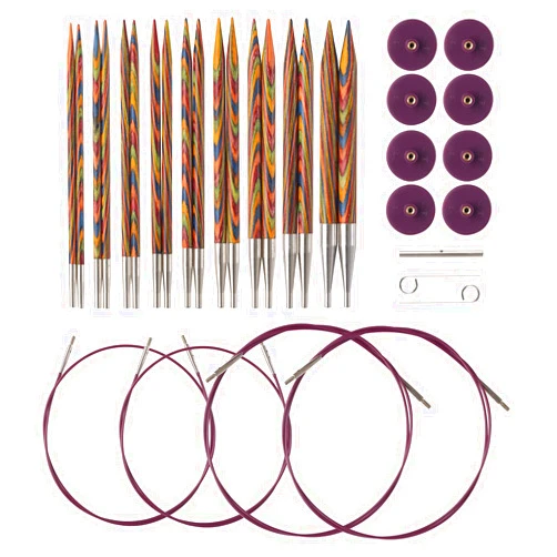 Knit Picks Options Wood Interchangeable Knitting Needle Set - US 4-11 (Rainbow)
