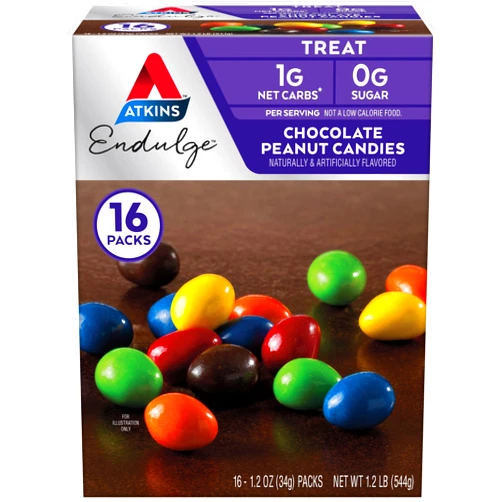 Atkins Endulge Chocolate Peanut Candies, Dessert Favorite, 0g Sugar, 16 Count