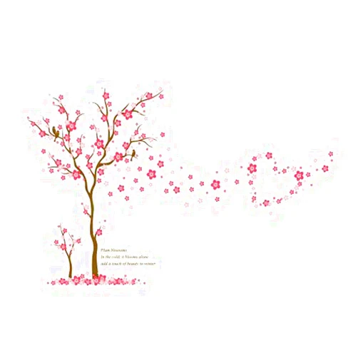fashionbeautybuy Plum Blossom Flower Tree English Letter Wall Sticker Decal Home Decor PVC Murals Wallpaper House Art Picture Living Room Adult Senior Teen Kids Baby Bedroom Decoration