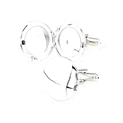 MRCUFF Locket Round Photo Picture Pair Cufflinks in a Presentation Gift Box & Polishing Cloth