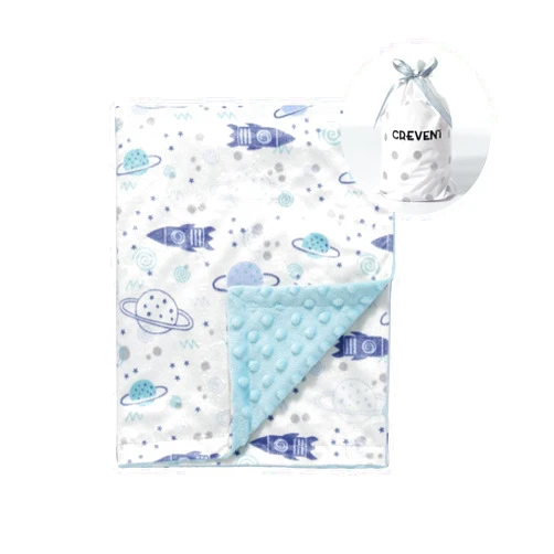 CREVENT Minky Baby Blanket for Girls Boys, Soft Plush Receiving Blanket for Newborns - 30x40 Inches (Space)