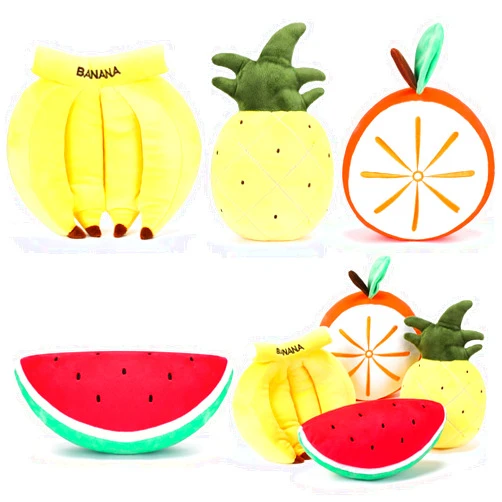 HyDren 4 Pcs Fruit Plush Pillow Pineapple Banana Watermelon Orange Plush Pillow Colorful Stuffed Fruit Pillows for Boys Girls Students Classroom Reward Exchange Gifts Home Decor