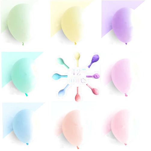 Brontothere Pastel Party Balloons 12 inches 100pcs Assorted Color Birthday Balloons Kid's Baby Shower Balloons