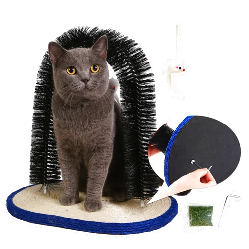 Pehum [Upgraded Version] Pehum Anti Fall Down Cat Arch Self Groomer and Massaging Brush for Indoor Cats,Cat Scratching Pads,Cat Toys (L: Brush Height：15.7
