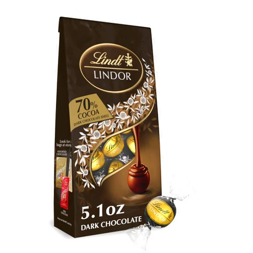 Lindt LINDOR 70% Extra Dark Chocolate Truffles, Dark Chocolate Candy with Smooth, Melting Truffle Center, Great for Gift Giving, 5.1 oz. Bag (6 Pack)