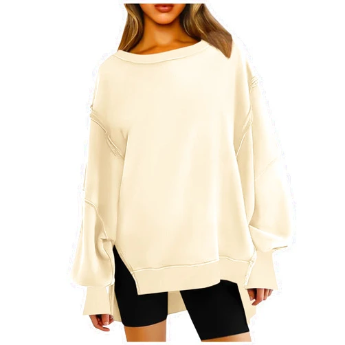 Ceboyel Women Oversized Sweatshirts Loose Fit Corded Sweatshirt Hoodie Crewneck Tunic Pullover Trendy Fall Clothes 2023