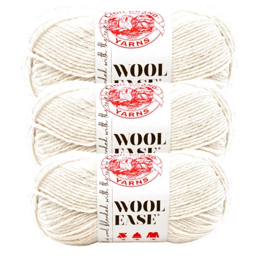 Lion Brand Yarn Wool-Ease Yarn, Worsted-Weight Yarn for Knitting and Crocheting, 3 Pack, Natural Heather