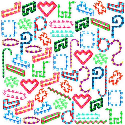 Sotiff 60 Pieces Wacky Track Fidget Toy Fidget Wacky Tracks Snap Colorful Snake Toys Gifts for Kids Adult Autism Stress Relief Therapy Toys Keeps Mind Focused(Vivid Color,24 Links)