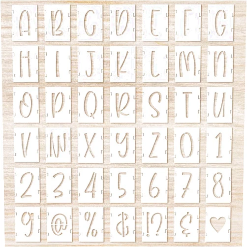 Lusofie Letter Stencils 3 Inch Cursive Stencil Letters Number Template 42 Pcs Letter Stencils for Crafts Reusable Stencils for Painting Chalkboard Wood Signs Wall Art(3inch)