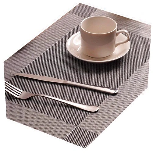 Maocufan Tablemats of Plastic Washable Easy to Clean PVC Placemat for Kitchen Table Heat-resistand Woven Vinyl Western Dining Table Mats Plastic Placemats Set of 4 (Brown)…