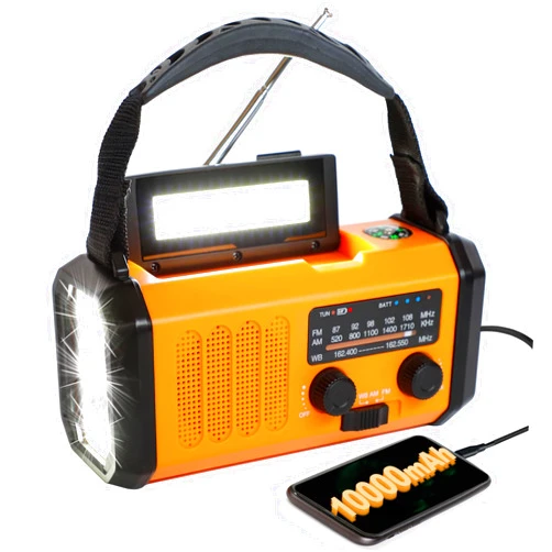 Zpincsipo 10000mAh Emergency Weather Radio, 4 Way Powered AM/FM/NOAA Portable Solar Crank Radio, Dynamo Phone Charger, 700LM LED Flashlight & Reading Lamp,SOS,Type-C,Compass for Hurricane Storm Camping Survival