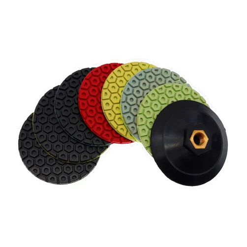 NOLLAM Polishing Pad 7 PCS Super 4 Inch Diamond Polishing Pads 100mm Flexible Wet Polishing Pad Granite Marble Concrete Floor Grinding Disc Polish Pad Kit (Color : Combon D, Size : Mix 7 Grits_7 PCS_4 INCH