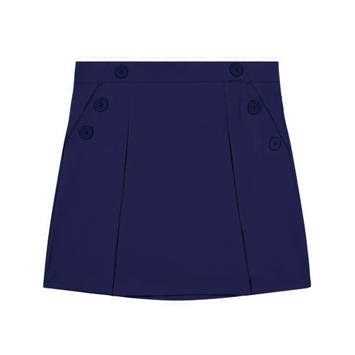 Nautica Girls' School Uniform Pull-on Scooter Skirt with Undershorts, Poplin Style with Button Pockets