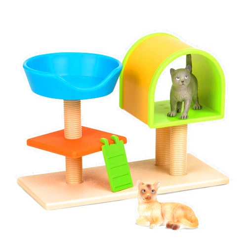 Terra by Battat – Cat Tree – Cat Toy Animal Figure Playset for Kids 3-Years-Old and Up (3 pc) , white