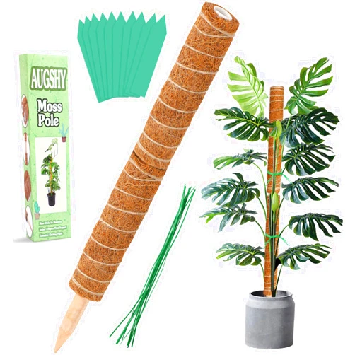 Augshy Moss Pole, Augshy Total Length 20 Inch Coir Totem Pole - 2Pcs 12 Inch Moss Pole, Coir Moss Stick for Monstera Climbing Indoor Creepers Plant Support Extension