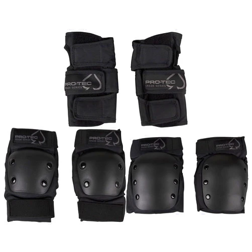 Pro-Tec ProTec Spade Seriers Pad Set, Includes Knee Pads, Elbow Pads, Wrist Guards, Age 14+, Black