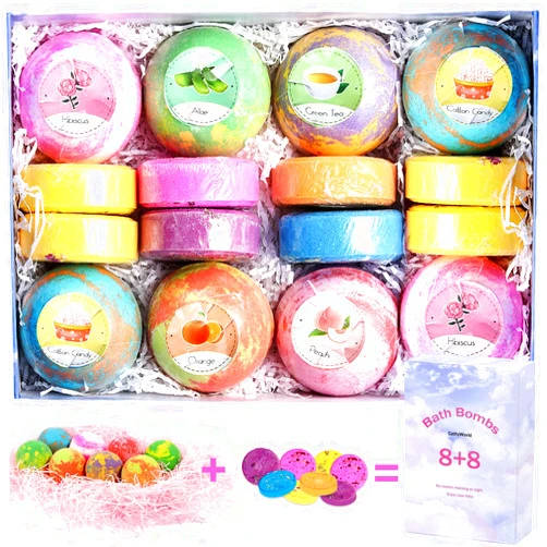 CorkHead Bath Bombs and Shower Steamer Combo 16-Pcs Bath Gift Set, Essential Oils, Natural Raw Materials, Handmade, Aromatherapy Bath Gift Set for Women, Wife, SPA