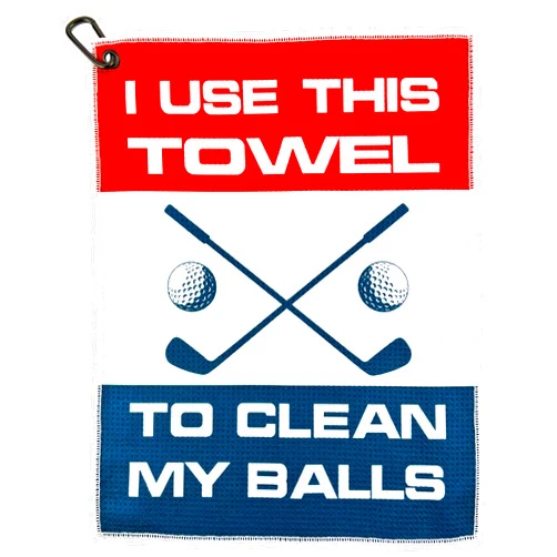Wolf Golf Towels - I Use This Towel to Clean My Balls Golf Towel - Golf Gifts for Men - Printed Funny Golf Towel