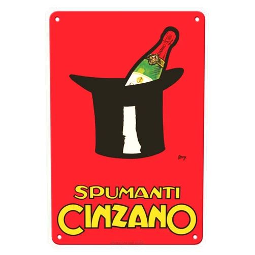 Pacifica Island Art Asti Spumanti Cinzano - Italian Sparkling Wine - Vintage Advertising Poster by Achille Mauzan c.1950s - 8 x 12 inch Vintage Metal Tin Sign