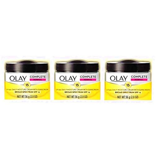 Olay Face Moisturizer Complete All Day UV Moisture Cream with Sunscreen SPF 15, Normal Skin, 2 Fl Oz (Pack of 3)