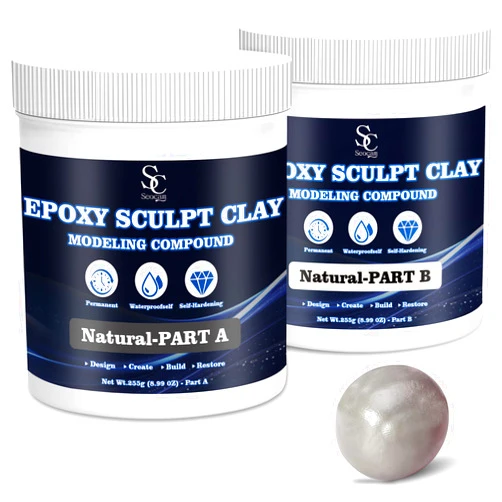 Seocam Epoxy Sculpt Clay, Epoxy Putty for Epoxy Sculpt, 2 Part Modeling Compound (A & B) of Sculpting Clay, Magic Sculpt Epoxy Clay for Sculpting, Modeling, Building and Repairing, 1 Pound, Natural