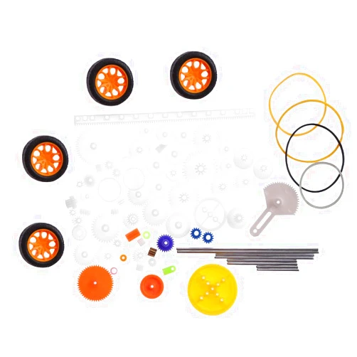 Walfront 78Pcs Gear Package Kit Motor Gears Kits Plastic Spindle Worm Gear Set Robot Gear Pulley Shaft Belt Assembly for Robot Toy Automobile Cars DIY Kit Including Axle Tire Gear Bushings Rack
