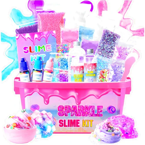 Inksbui Slime Kit Confetti Slime, Glimmer Crunchy Slime, Foam Slime, Jelly Cubes Slime, Stress Relief Toys, Party Favors for Kids, for Girl Boys 6 7 8 9 10 11 12