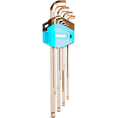 NordWolf 9-Piece Metric Stubby Allen Wrench Set, S2 Steel Long Arm Ball End Hex L-Keys, Sizes 1.5mm to 10mm
