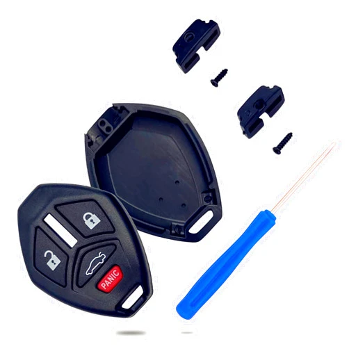 TALKMOON Cutting Not Required - Key Fob Case Replacement for Mitsubishi Eclipse Endeavor Galant Lancer Outlander Remote Control Car Key Fob Cover Shell (4 Button-Pack 1)