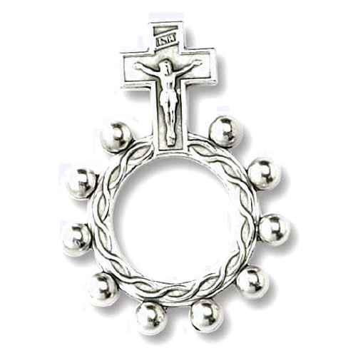 Generico Crucifixion Rosary Ring Silver Oxidized Double Sided Single Ring