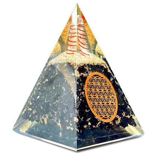 BOMBAY CRYSTALS EXPORT Orgone Black Tourmaline Pyramid – Healing Crystal for Protection, Motivation, EMF Shielding & Meditation – Orgonite Pyramid for Chakra Balancing, Reiki, Spiritual Energy & Positive Vibrations