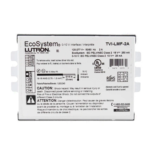 Lutron TVI-LMF-2A EcoSystem LED Dimming Interface, 0-10V, 2-Amp, 120/277V