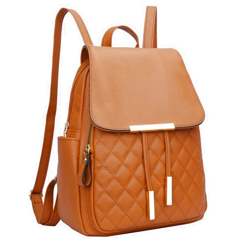 KKXIU Quilted Trendy Leather Backpack Purse for Women and Ladies Shoulder Travel Daypacks Bags (Brown)