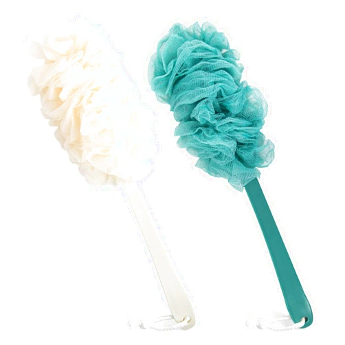 PIPUHA 2Pack Back Scrubber for Shower，PIPUHA Loofah Sponge Shower Brush Using Body Exfoliating with Long Handle, Loofah on a Stick for Men Women, Bathing Accessories for Body Brushes (Blue and White)