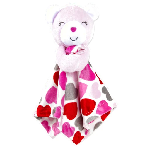 Baby Essentials Minky Animal Snuggler Lovey Blanket for Kids, Babies, Boys, Girls, Gender Neutral Security Blanket with Stuffed Animal (Pink Bear)