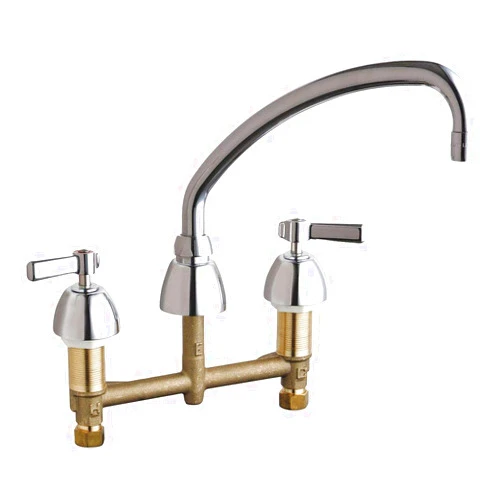 Chicago Faucets Cast Brass Kitchen Faucet, Manual Faucet Operation, Number of Handles: 2-201-AABCP