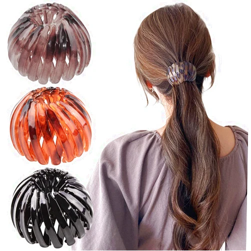 TOBATOBA Bun Maker Clip, TOBATOBA 3 Pcs Bird Nest Hair Clips, Expandable Ponytail Holder for Women, Ponytail Hairpin Curling Iron, Hair Claw Clamps Ponytail Hair Clip Hair Accessories for Women and Girls