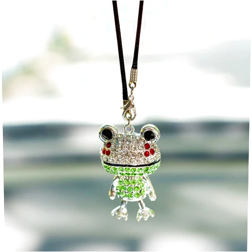 YOYLMAL Bling Frog Diamond Car Hanging Ornaments, Crystal Rhinestone Frog Rear View Mirror Pendant Charm (Green)