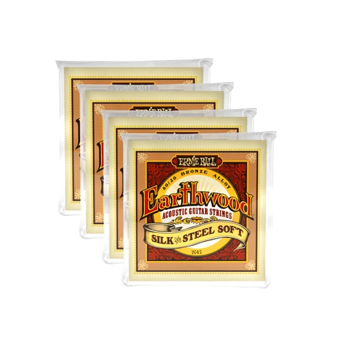 Total music Source 4 PACK Ernie Ball P02045 Earthwood Silk and Steel Soft Acoustic Set.011 - .052