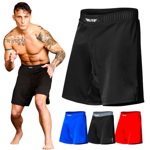Elite Sports BJJ Shorts for Men No-Gi Jiu Jitsu Grappling, Muay Thai Shorts, Boxing, Kickboxing, MMA Fight Shorts Cage/UFC Training Shorts