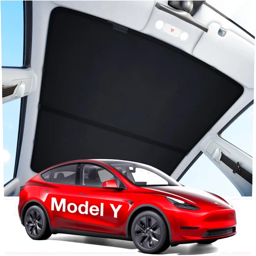 Wigoo 2024 Upgrade Tesla Model Y Sunshade Roof [Never Sag, Nano Ice-Crystal Coatings] 3-Gen Heat Insulation Glass Roof Sun Shade, Accessories for Tesla Model Y 2020~2024, Black