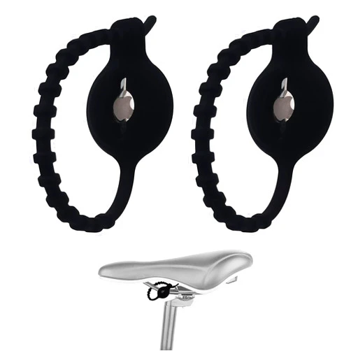 IZi Way AirTag Bike Mount Holder Hidden Under Seat, Waterproof Silicone Zipper Pull Loop Attachment Case for Airtags, Easy Attach to Road Mountain Bicycle/Motorcycle Reflector, Black, 2 Pack
