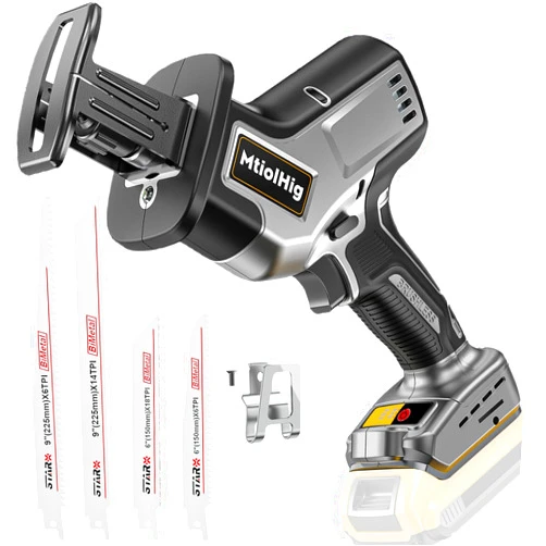 MtiolHig Cordless Reciprocating Saw for DeWalt 20V Max: 3 Variable Speed, Brushless Recipro Saw, Tool-Free Blade Change, 4 Saw Blades for Metal Wood PVC, No Charger, No Battery | Tool Only