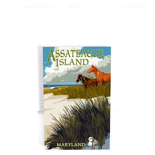 Lantern Press Assateague Island, Maryland, Horses and Dunes (Lined 6x9 Journal, Lay Flat, 193 Pages, FSC Paper)