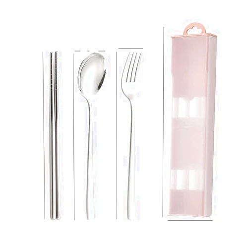 MBETA 304 Stainless Steel Tableware Set 3-Piece Forks and Spoons Student Travel Single Person Portable Tableware Chopsticks Spoon Set