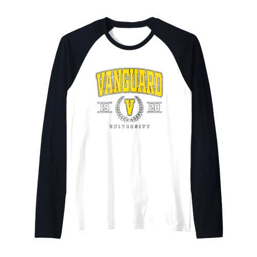 Vanguard Arch University College Athletics Retro Vanguard Institute of Technology Arch Retro for Men Women Raglan Baseball Tee